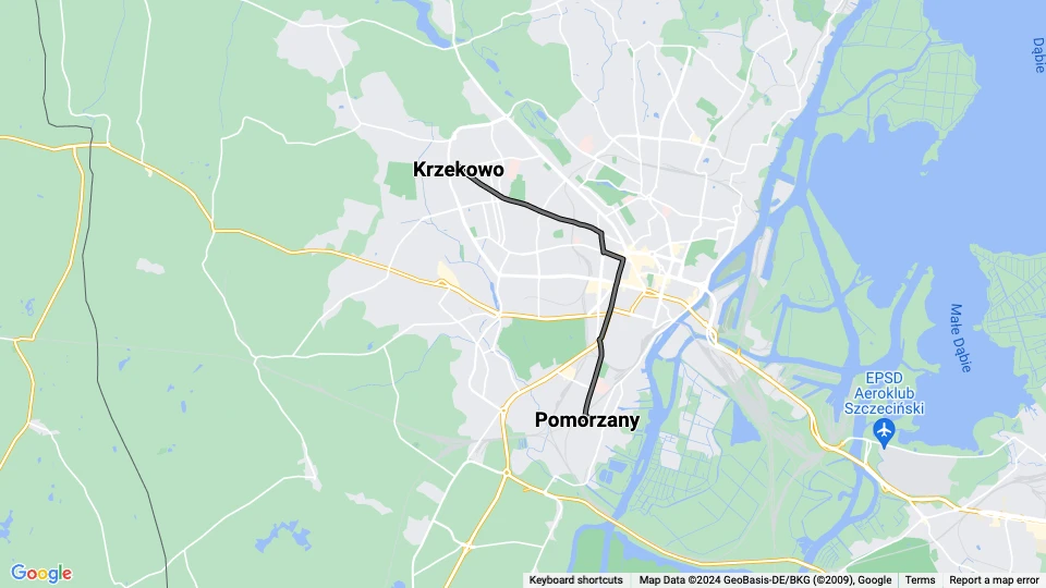 Stettin Zusätzliche Linie 4: Pomorzany - Krzekowo Linienkarte