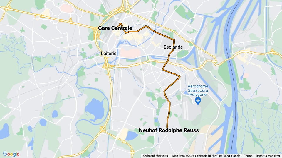 Straßburg Straßenbahnlinie C: Gare Centrale - Neuhof Rodolphe Reuss Linienkarte