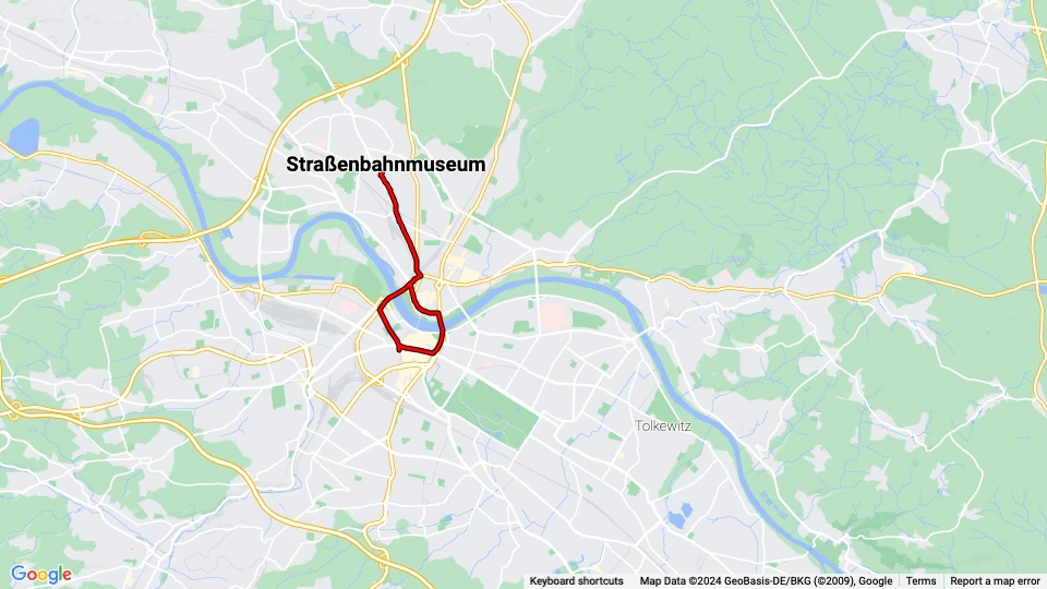 Straßenbahnmuseum Dresden Linienkarte