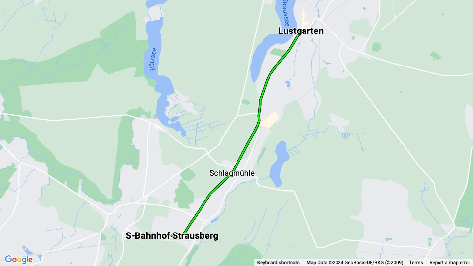 Strausberg Straßenbahnlinie 89: S-Bahnhof Strausberg - Lustgarten Linienkarte