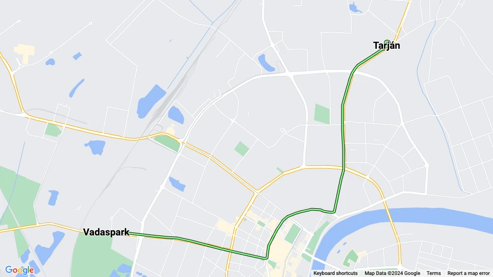 Szeged Straßenbahnlinie 3: Tarján - Vadaspark Linienkarte