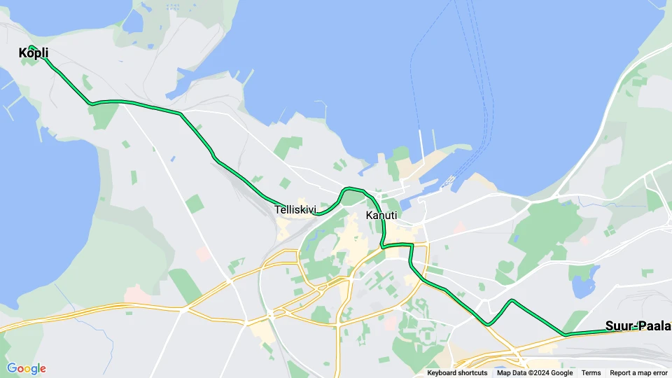 Tallinn Straßenbahnlinie 2: Kopli - Suur-Paala Linienkarte