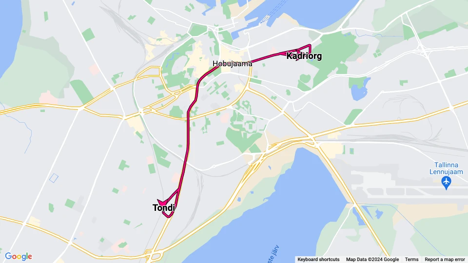 Tallinn Straßenbahnlinie 3: Kadriorg - Tondi Linienkarte