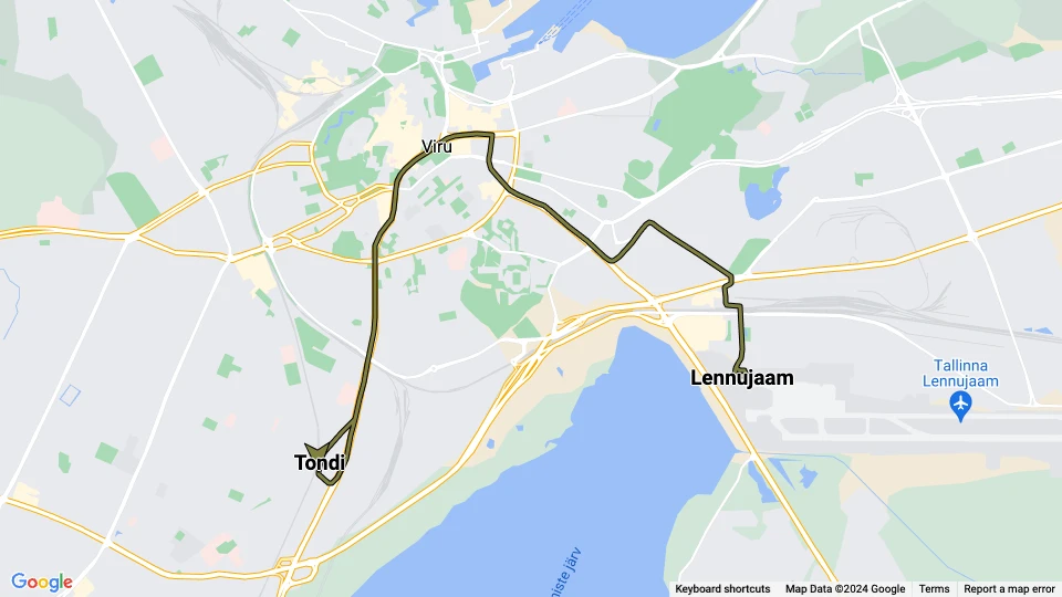 Tallinn Straßenbahnlinie 4: Tondi - Lennujaam Linienkarte