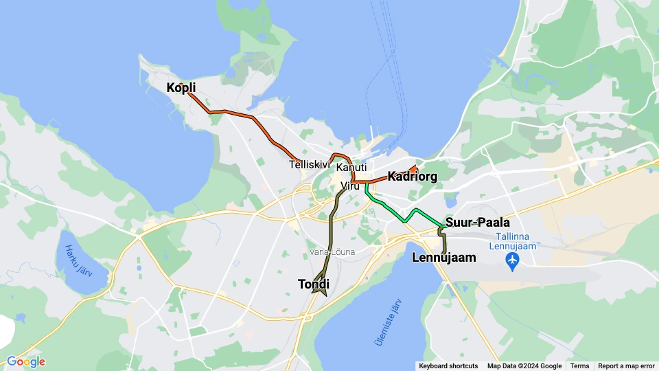 Tallinna Linnatranspordi Aktsiaselts (TLT) Linienkarte