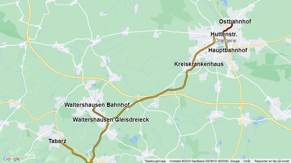 Thüringerwaldbahn und Straßenbahn Gotha Linienkarte