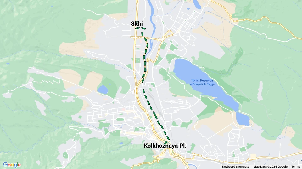 Tiflis Straßenbahnlinie 10: Skhi - Kolkhoznaya Pl. Linienkarte