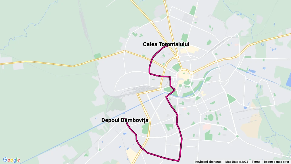 Timişoara Straßenbahnlinie 7: Calea Torontalului - Depoul Dâmbovița Linienkarte