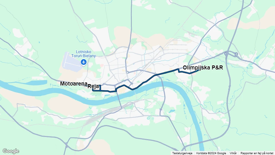 Toruń Zusätzliche Linie 5: Motoarena - Olimpijska P&R Linienkarte