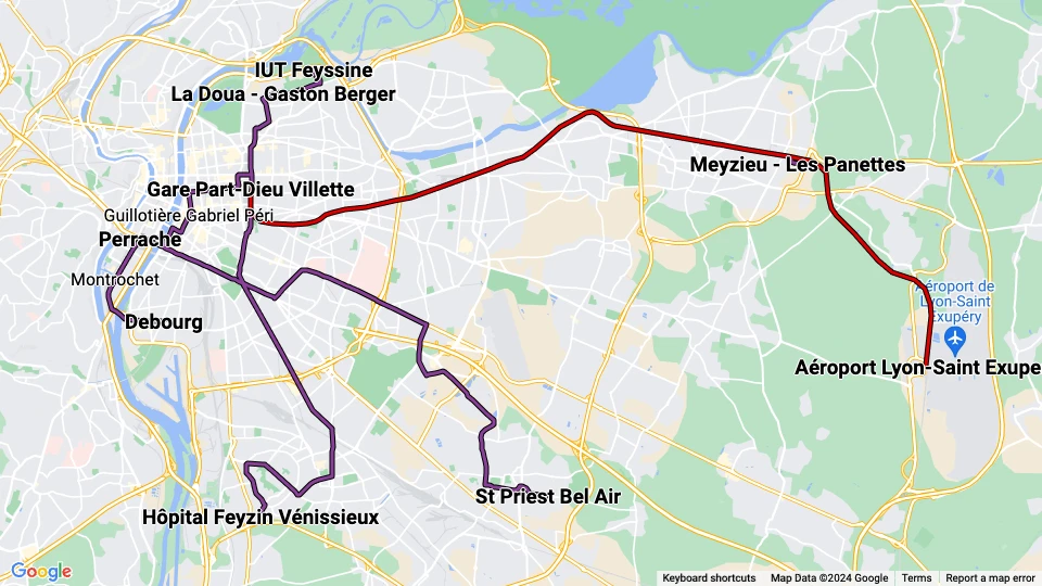 Transports en Commun Lyonnais (TCL) Linienkarte