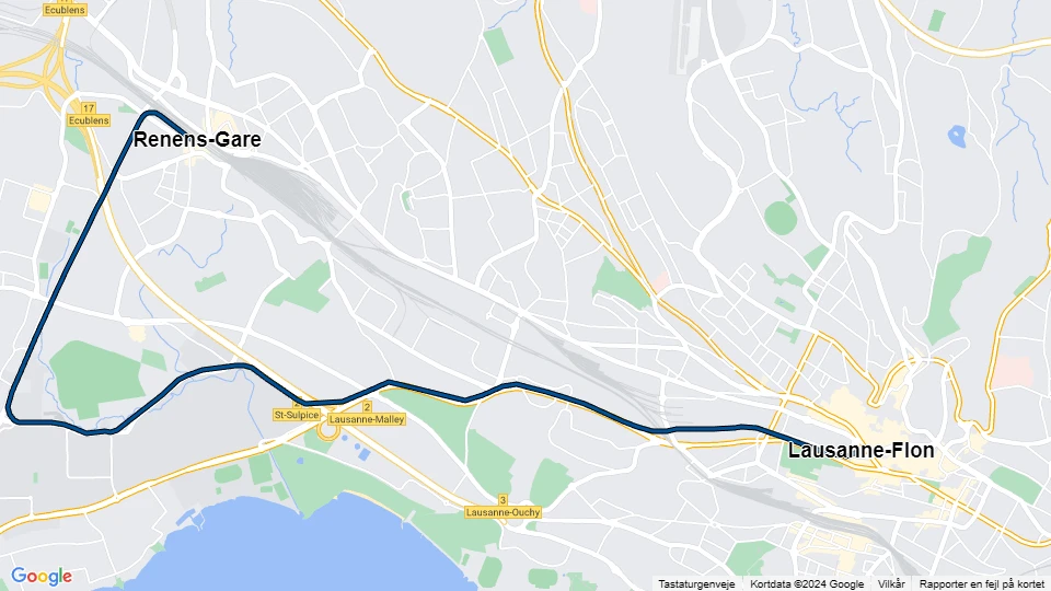 Transports publics de la région lausannoise Linienkarte