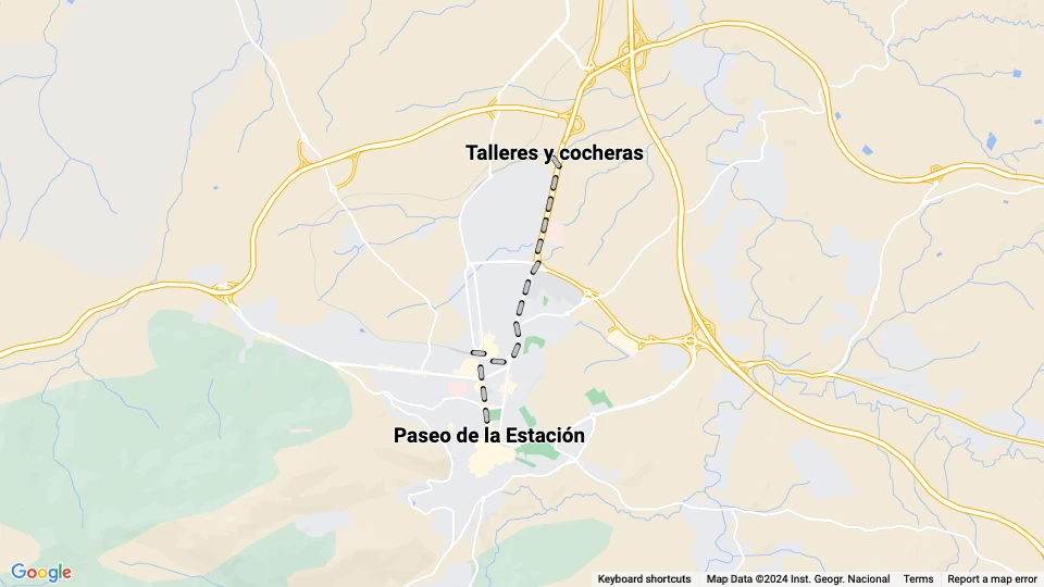 Tranvía de Jaén Linienkarte