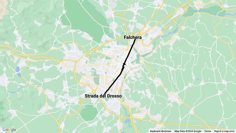 Turin Straßenbahnlinie 4: Falchera - Strada del Drosso Linienkarte