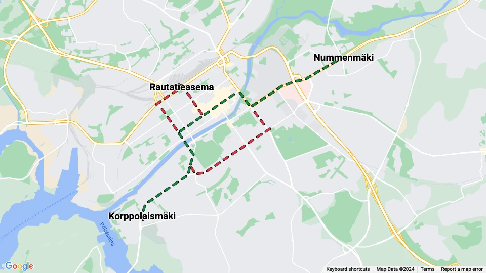 Turun Kaupungin Liikennelaitos (TuKL) Linienkarte