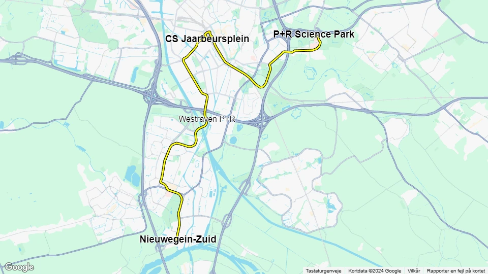 Utrecht Straßenbahnlinie 20: P+R Science Park - Nieuwegein-Zuid Linienkarte