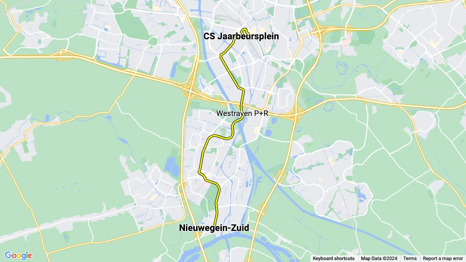 Utrecht Straßenbahnlinie 20 Linienkarte