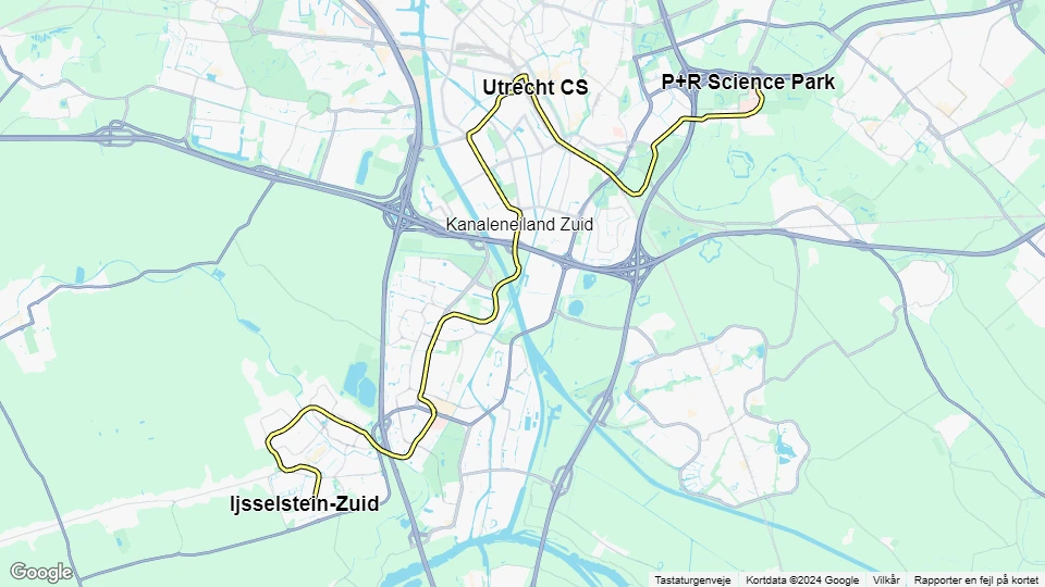 Utrecht Straßenbahnlinie 21: Ijsselstein-Zuid - P+R Science Park Linienkarte