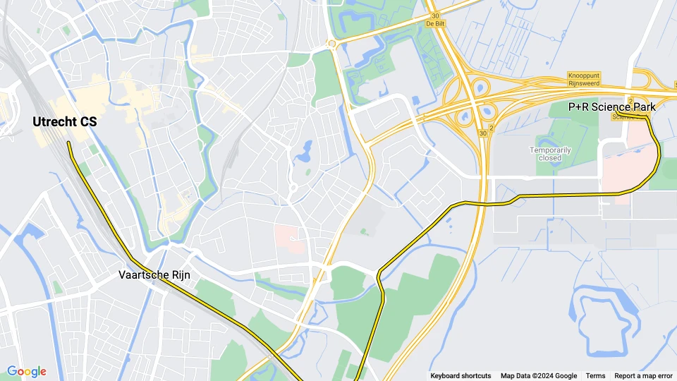 Utrecht Straßenbahnlinie 22: P+R Science Park - Utrecht CS Linienkarte