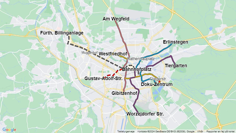 Verkehrs-Aktiengesellschaft Nürnberg (VAG) Linienkarte