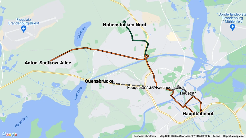 Verkehrsbetriebe Brandenburg an der Havel (VBBr) Linienkarte