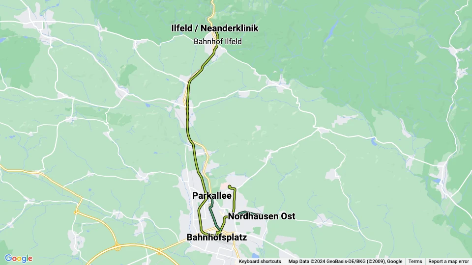 Verkehrsbetriebe Nordhausen Linienkarte