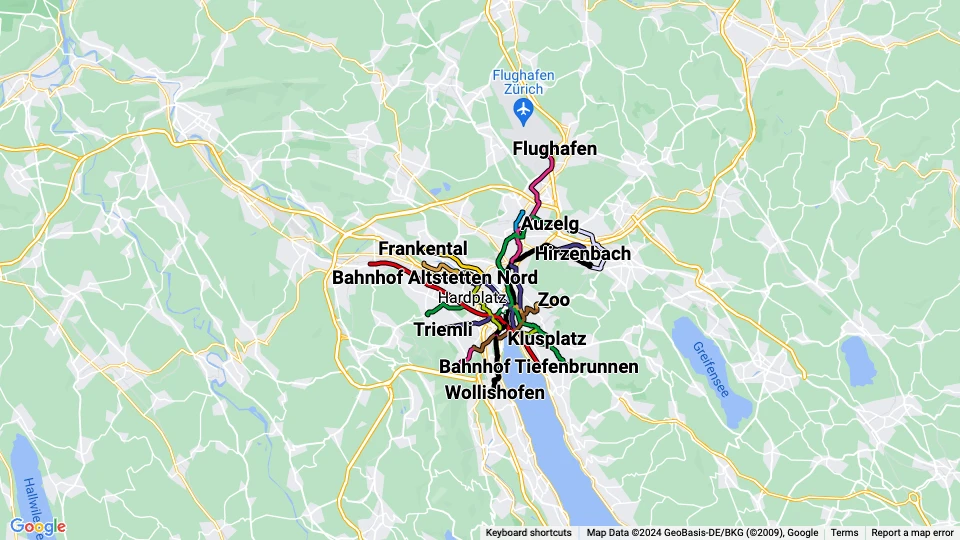 Verkehrsbetriebe Zürich (VBZ) Linienkarte