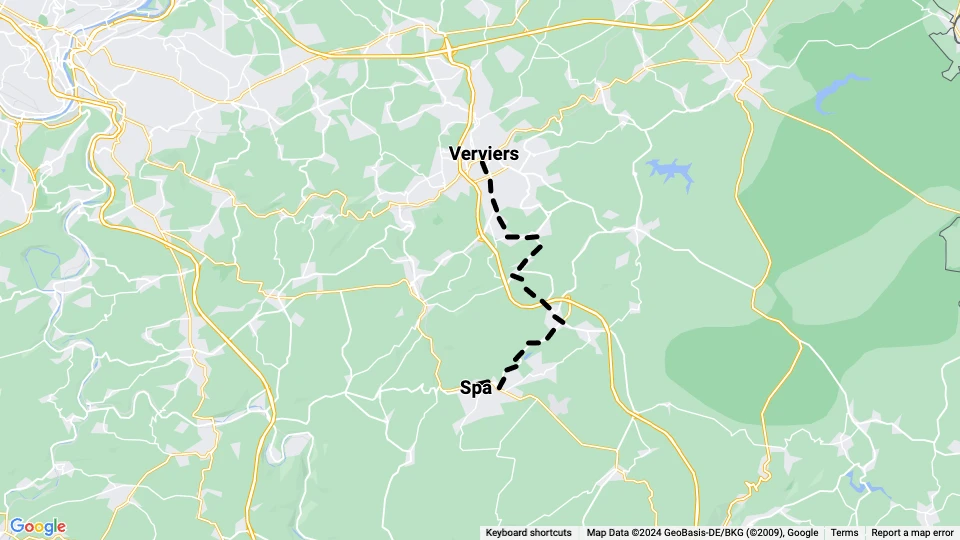Verviers Regionallinie 578: Verviers - Spa Linienkarte