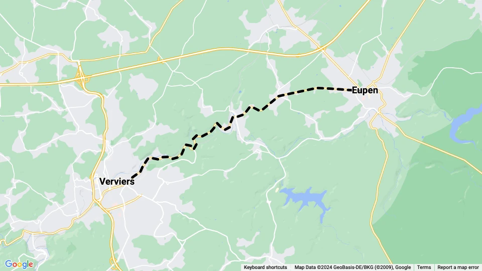 Verviers Regionallinie 580: Eupen - Verviers Linienkarte