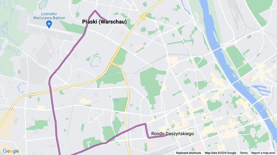 Warschau Straßenbahnlinie 11: Piaski (Warschau) - Rondo Daszyńskiego Linienkarte