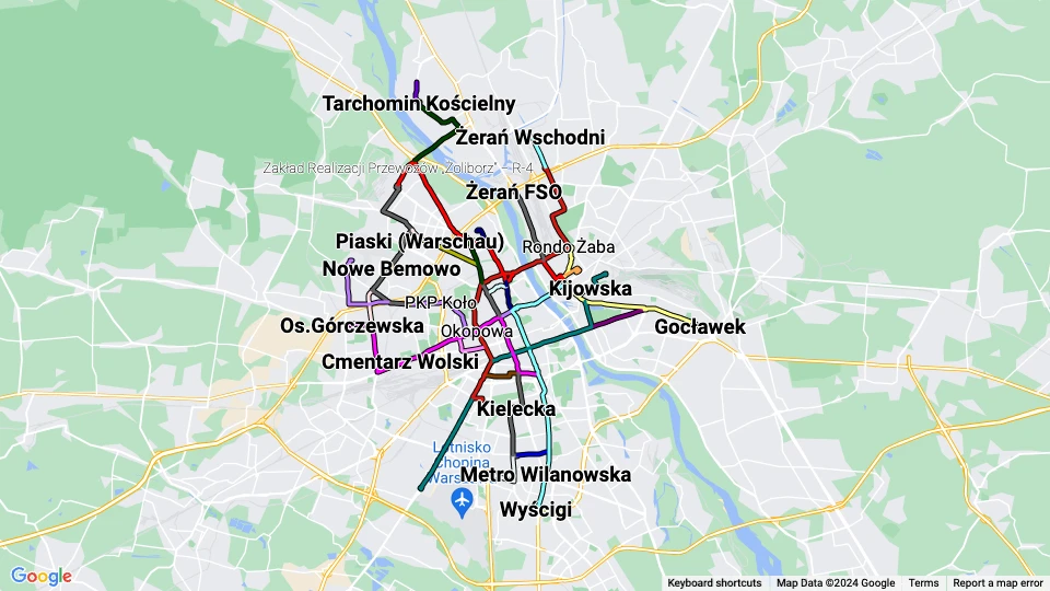 Warszawki Transport Publiczny (WTP) Linienkarte