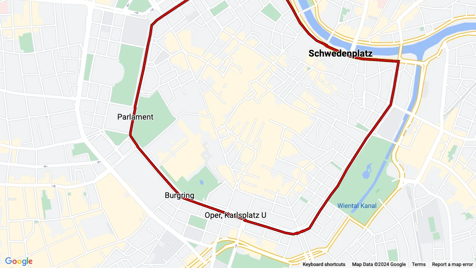Wien Ring-Tram Linienkarte