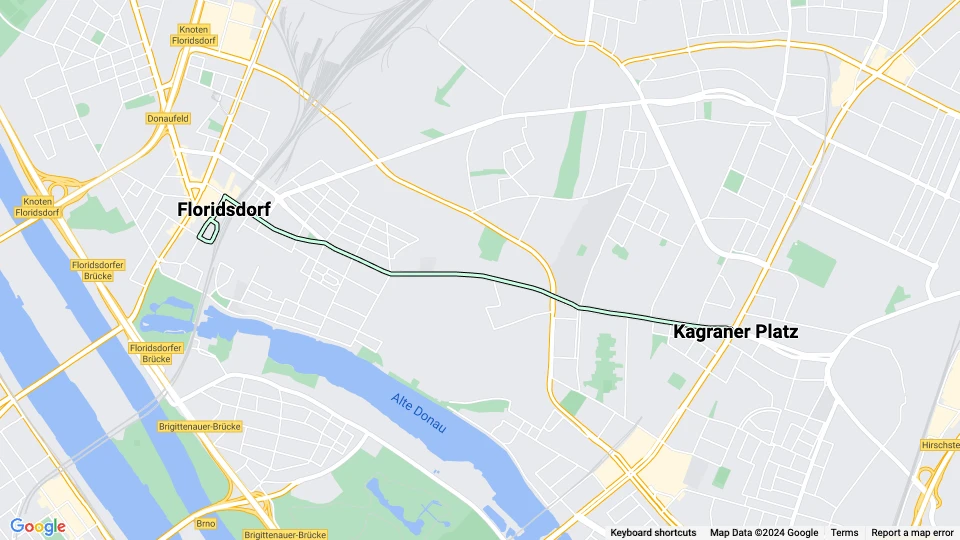 Wien Straßenbahnlinie 17: Floridsdorf - Kagraner Platz Linienkarte