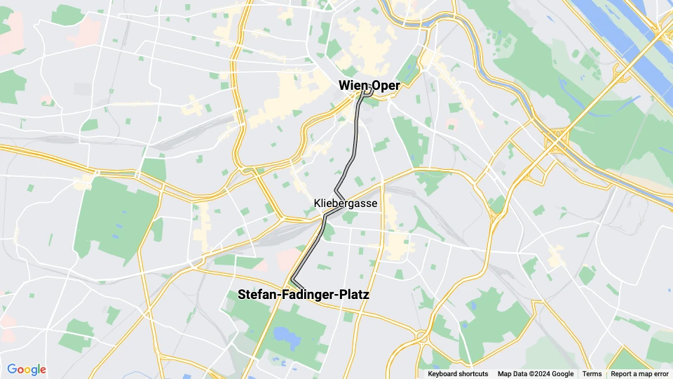 Wien Straßenbahnlinie 65: Wien Oper - Stefan-Fadinger-Platz Linienkarte