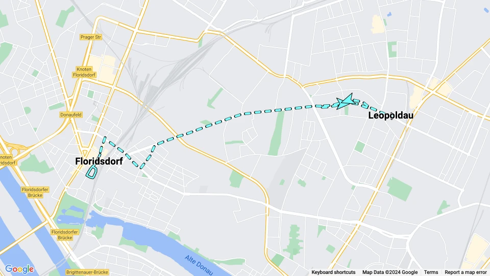 Wien Zusätzliche Linie 17A: Floridsdorf - Leopoldau Linienkarte