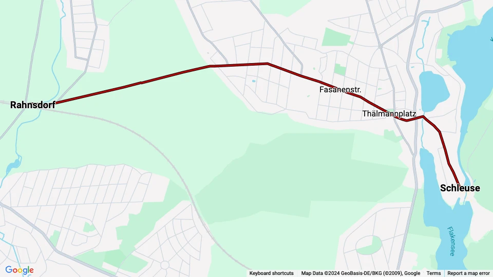 Woltersdorf Straßenbahnlinie 87: Rahnsdorf - Schleuse Linienkarte