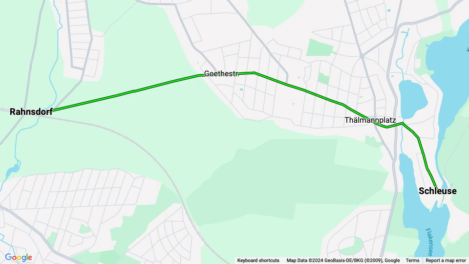 Woltersdorf Tramtouren: Rahnsdorf - Schleuse Linienkarte