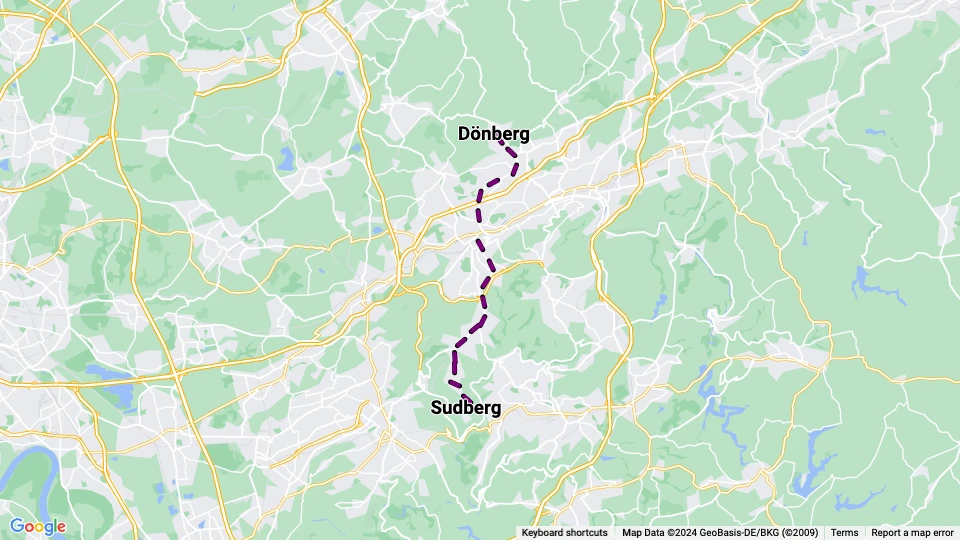 Wuppertal Regionallinie 25: Dönberg - Sudberg Linienkarte