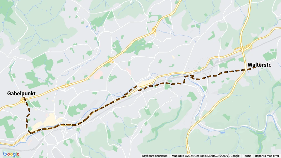 Wuppertal Straßenbahnlinie 611: Walterstr. - Gabelpunkt Linienkarte