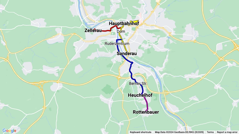 Würzburger Versorgung und Verkehr (WVV) Linienkarte