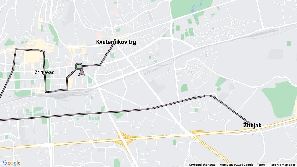 Zagreb Straßenbahnlinie 13: Žitnjak - Kvaternikov trg Linienkarte
