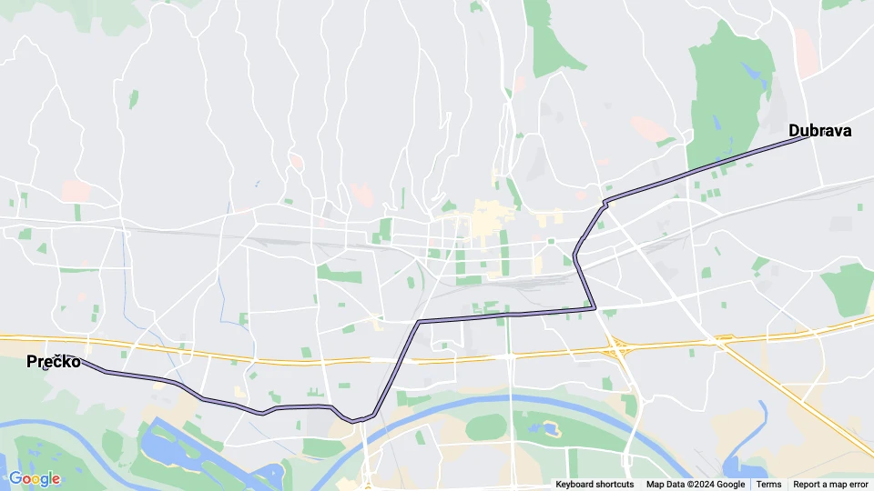Zagreb Straßenbahnlinie 5: Prečko - Dubrava Linienkarte