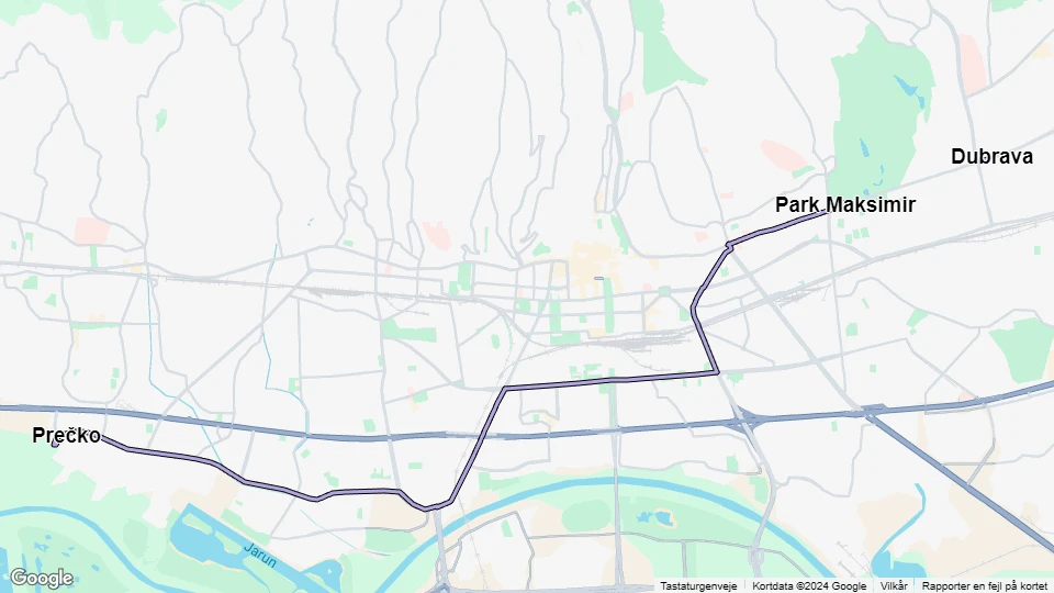 Zagreb Straßenbahnlinie 5: Prečko - Park Maksimir Linienkarte