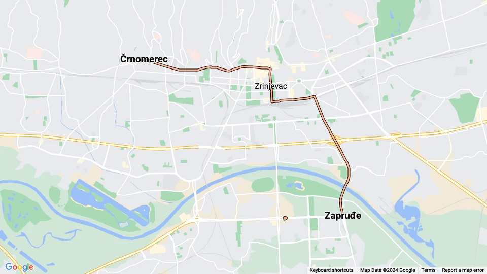 Zagreb Straßenbahnlinie 6: Črnomerec - Zapruđe Linienkarte
