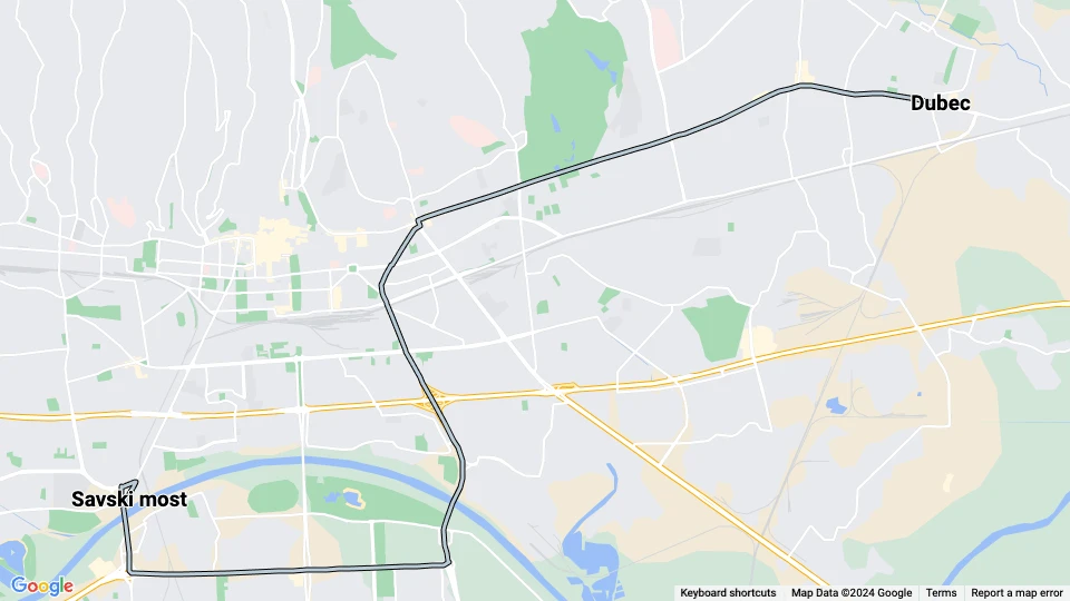 Zagreb Straßenbahnlinie 7: Savski most - Dubec Linienkarte