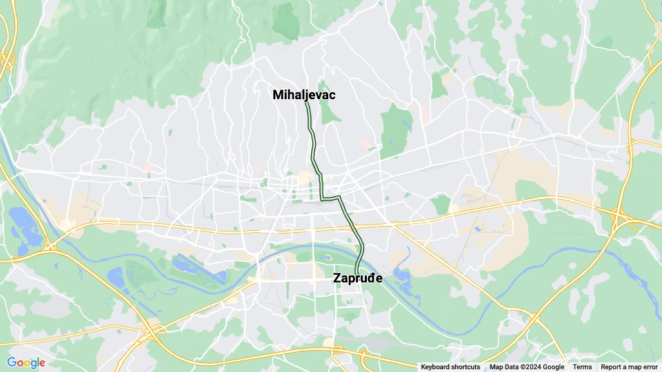 Zagreb Zusätzliche Linie 8: Zapruđe - Mihaljevac Linienkarte