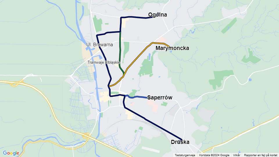 Zarząd Komunikacji Miejskiej w Elblągu (ZKM Elbląg) Linienkarte