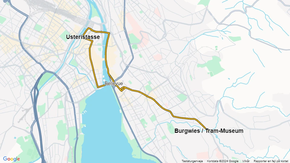 Zürich Museumslinie 21: Burgwies / Tram-Museum - Usteristasse Linienkarte