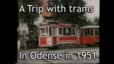 Eine Fahrt mit der Straßenbahn von Odense im Jahr 1951