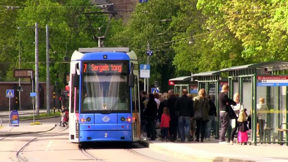 Cityspårvägen Stockholm Straßenbahnlinie 7 nach Djurgården Djurgårdslinjen Mai 2012