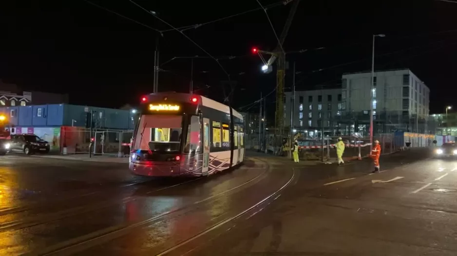 First tram to enter the new build on talbot road on test